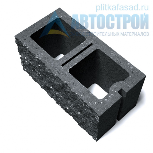 Блок облицовочный фасадный рядовой двухпустотный 190х188х390 мм черный А-Строй в Солнечногорске по низкой цене