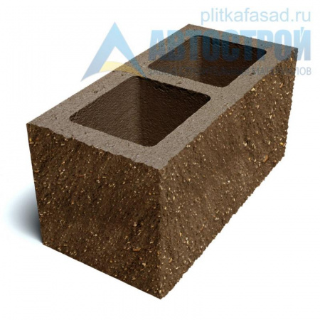 Блок облицовочный фасадный угловой двухпустотный 190х188х390 мм коричневый А-Строй в Солнечногорске по низкой цене
