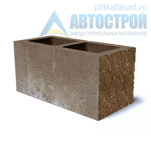 Блок облицовочный фасадный угловой двухпустотный 190х188х390 мм коричневый А-Строй в Солнечногорске по низкой цене