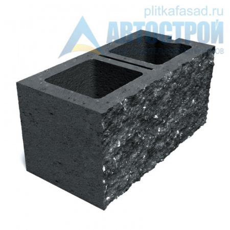 Блок облицовочный фасадный рядовой двухпустотный 190х188х390 мм черный А-Строй в Солнечногорске по низкой цене
